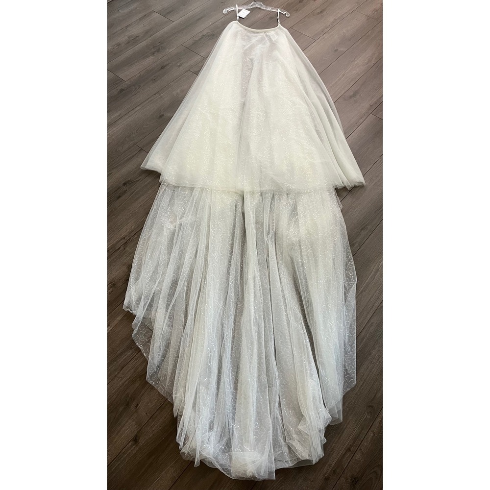 Martina Liana Odette SQ Ivory Sequin Tulle Bridal Overskirt WeddingTrain Sz 12